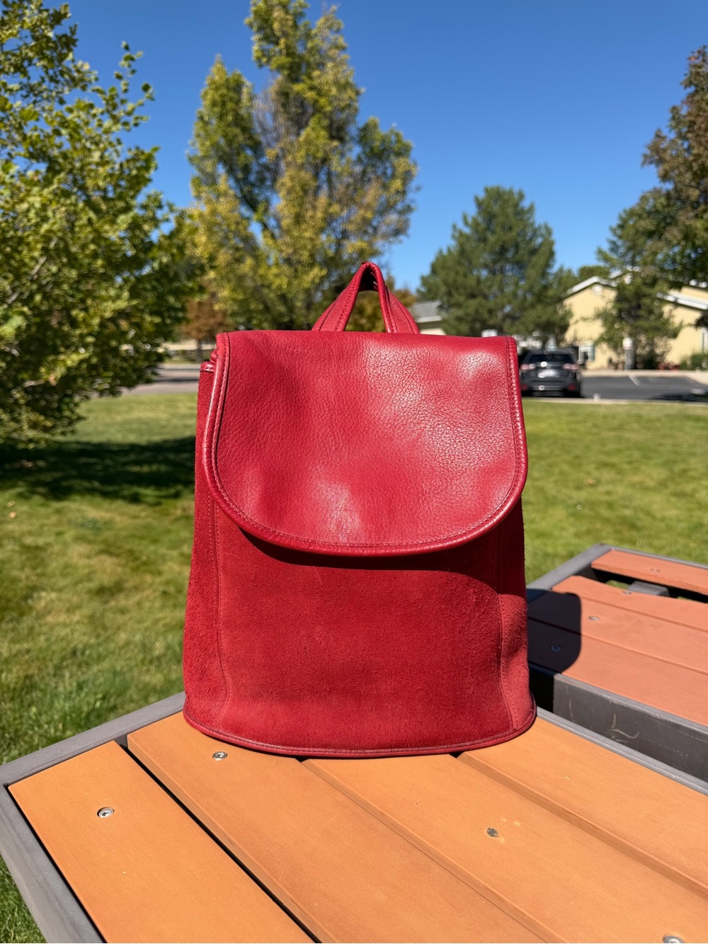Vintage Coach Berkeley 9016 Red Convertible Backpack 1996 Leather Suede